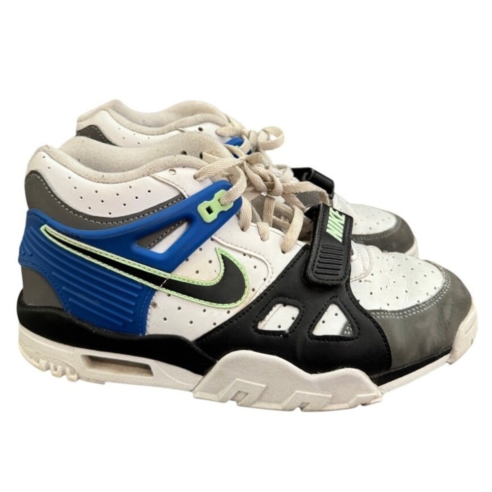 Nike Air Trainer 3 White Blue Grey Black Sneakers Mid Top Cross Trainers 7.5